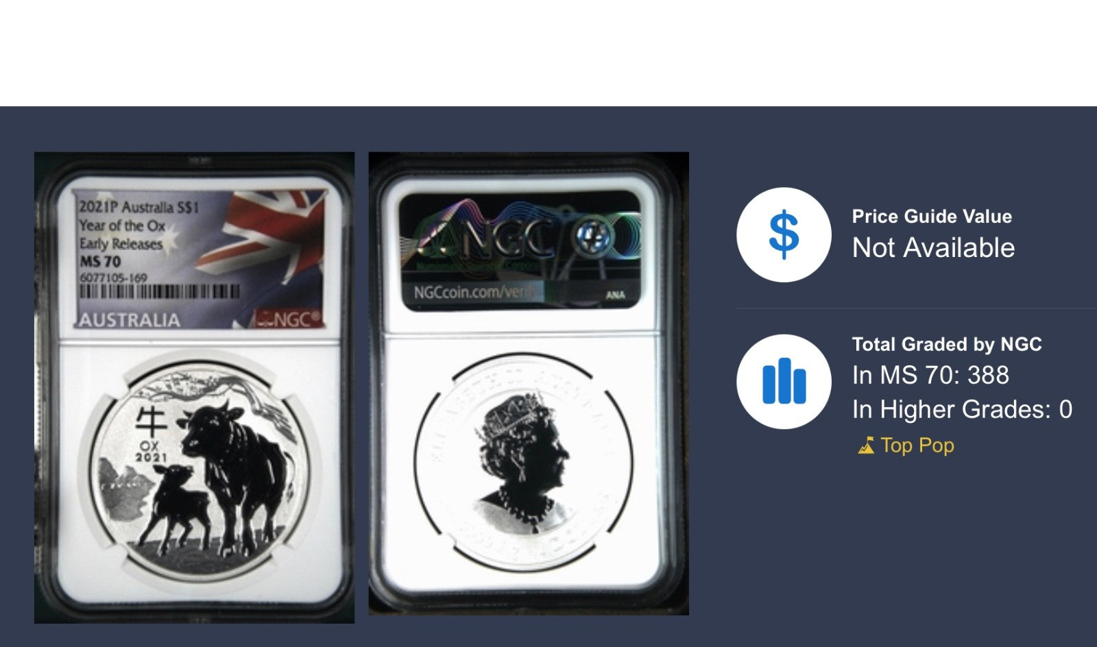 🇦🇺 2021-P Australia 1 oz Silver Lunar III Ox $1 NGC MS70 Early Releases