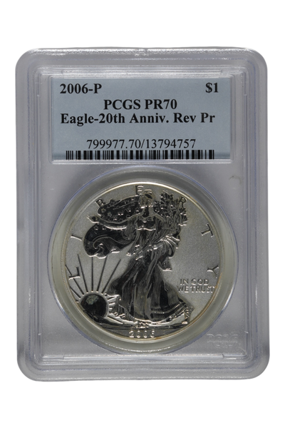 2006-P 1 oz Silver Eagle 20th Anniversary Reverse Proof PCGS PR 70