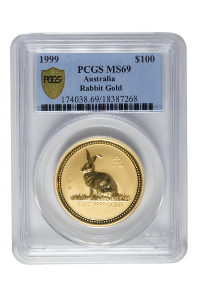 1999 1 oz Gold Australia Lunar Rabbit PCGS MS-69