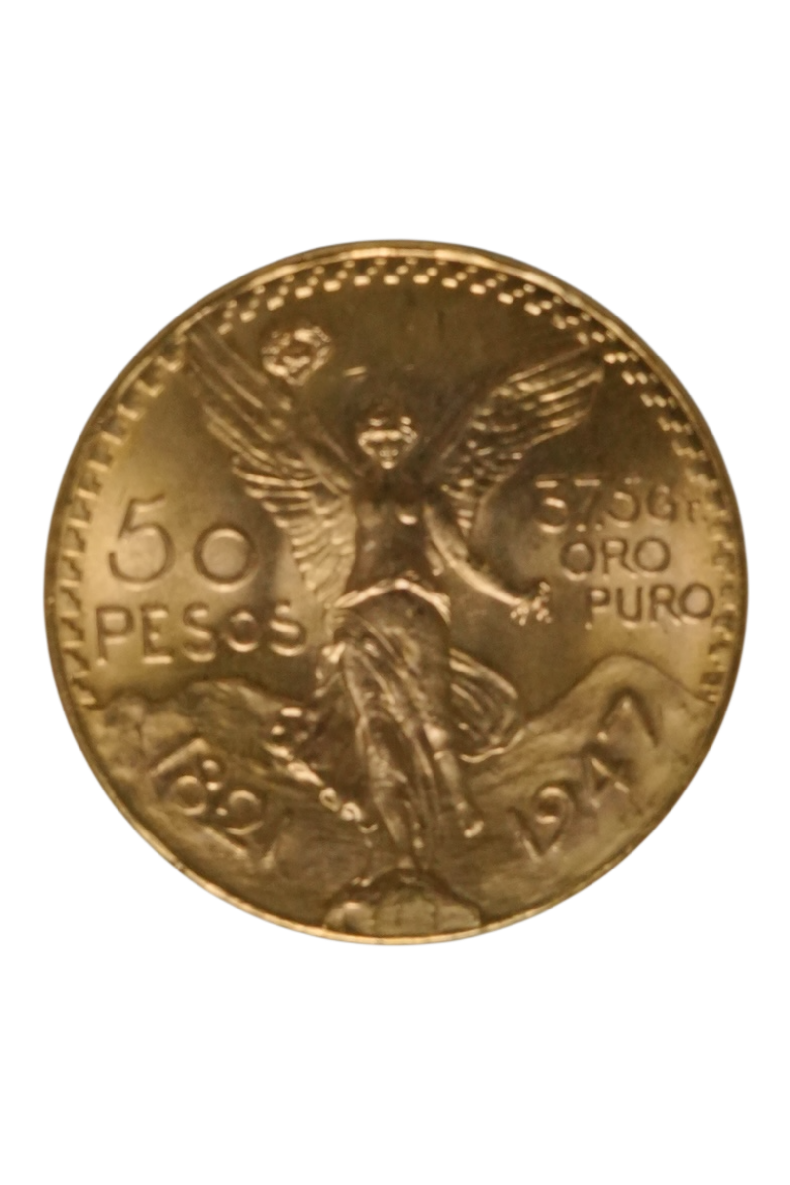 1947 1.2057 oz Gold Mexico 50 Pesos Centenario BU
