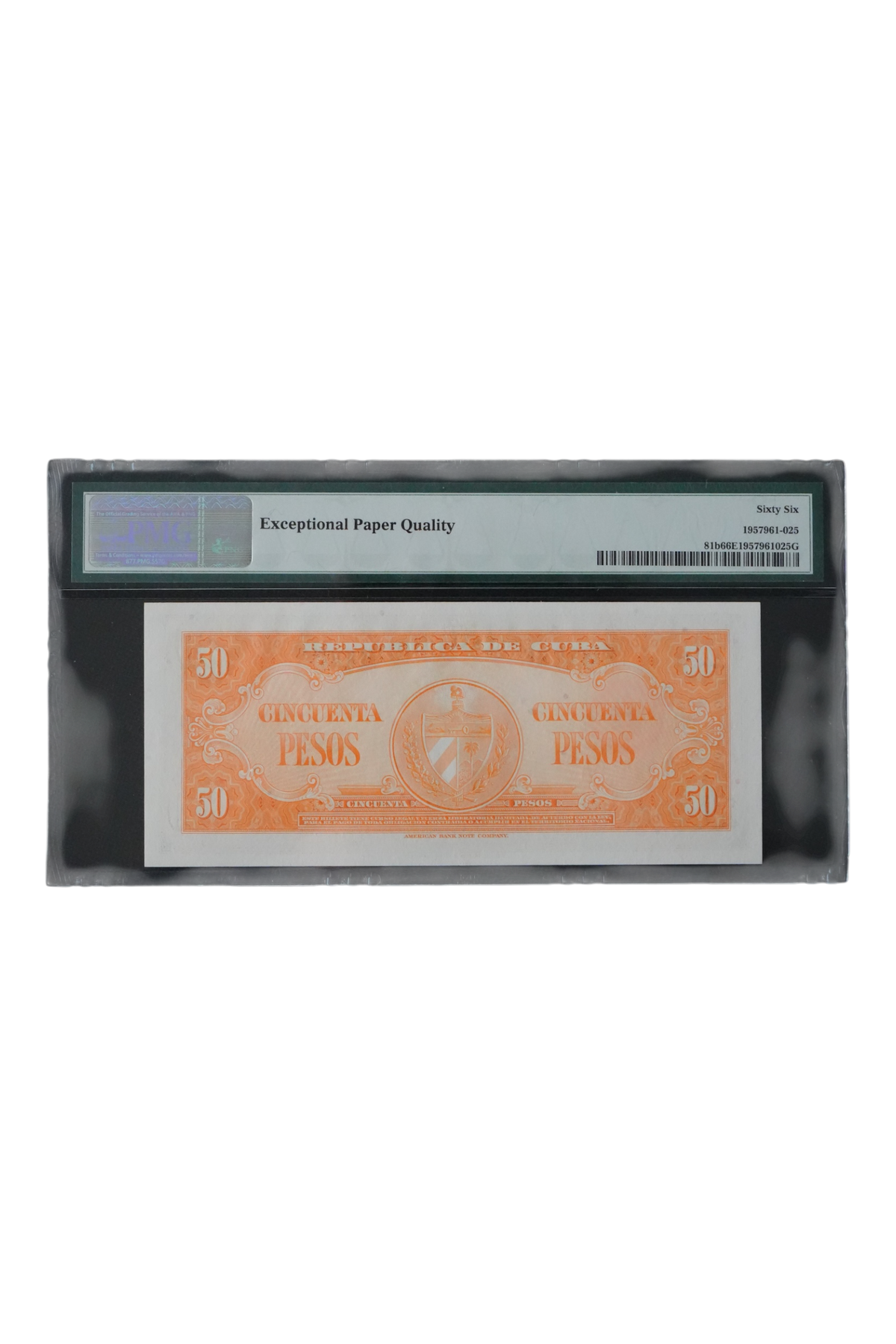 1958 Cuba Banknote 50 Pesos PMG 66 EPQ