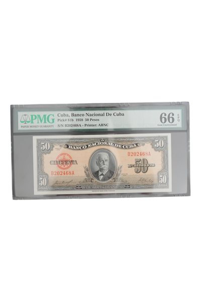 1958 Cuba Banknote 50 Pesos PMG 66 EPQ