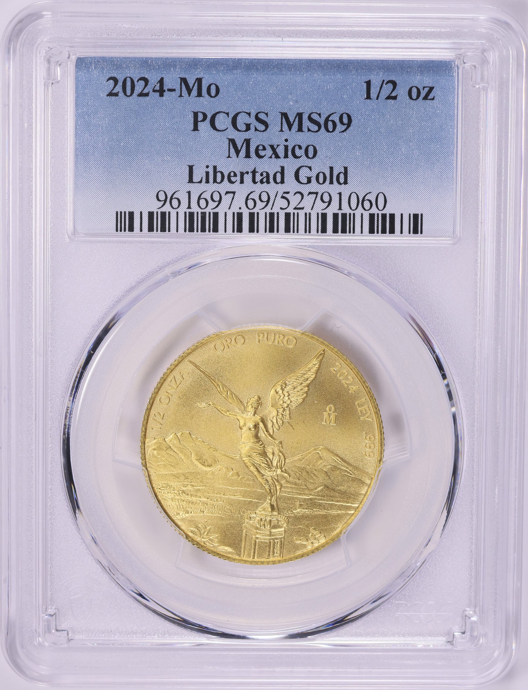 Mexico 2024-Mo Gold 1/2 Onza Libertad PCGS MS-69 (AGW = 0.4995 oz.)