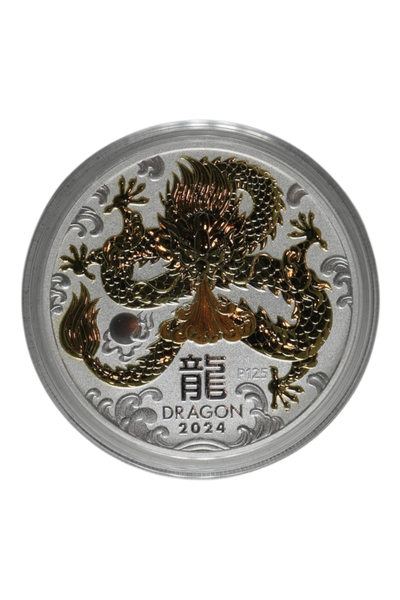 2024 1 oz Silver Australia Lunar Dragon Proof Gilt