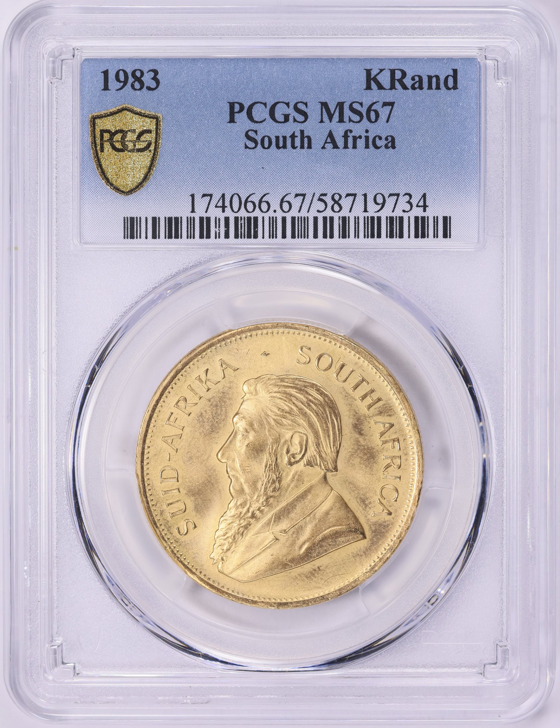 South Africa 1983 Gold Krugerrand KM-73 PCGS MS-67 (AGW = 1.0003 Oz.)