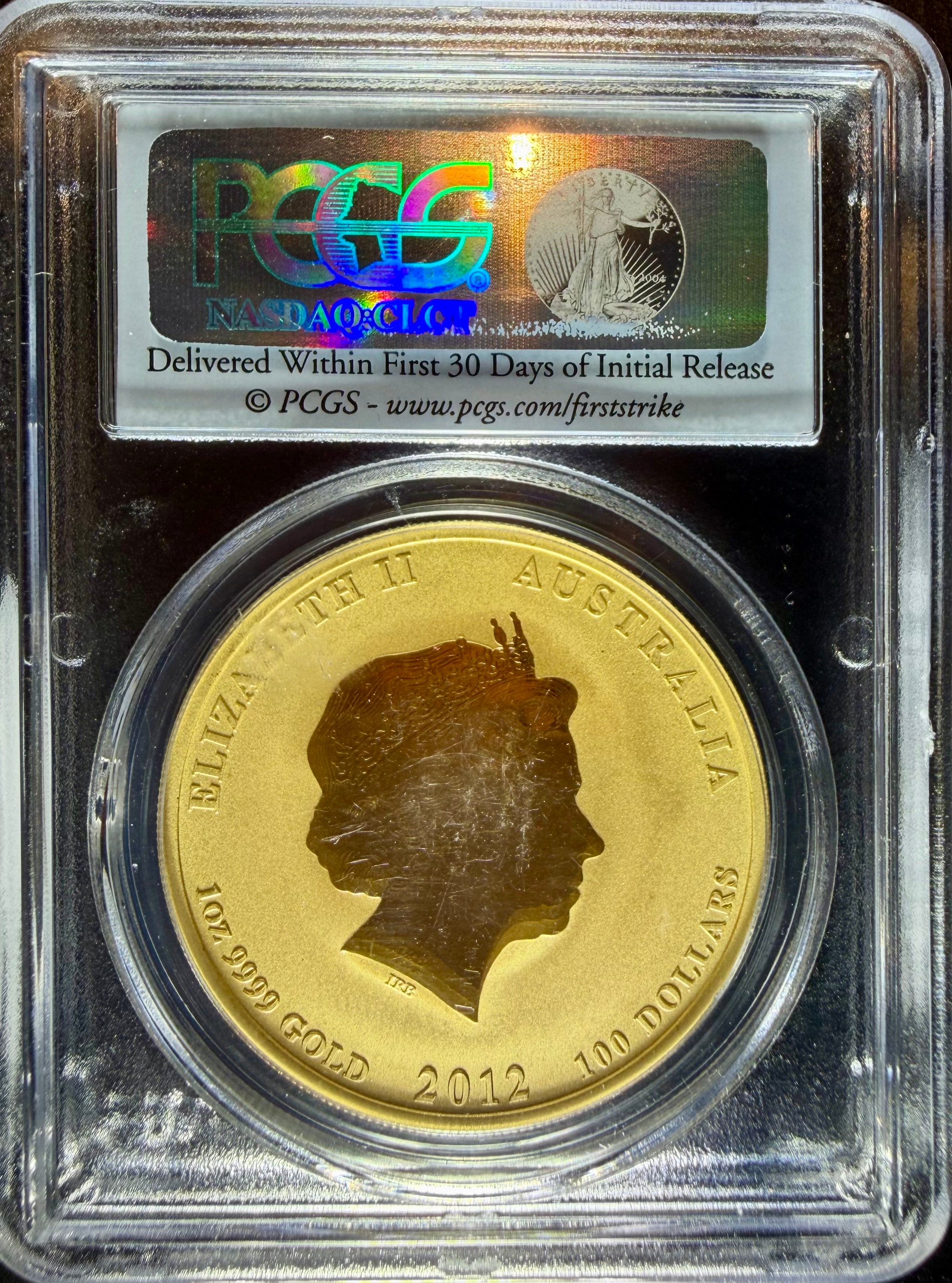2012 1 oz Gold Australia Lunar Dragon PCGS MS-69
