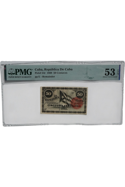 1869 1/1000 oz Other Cuba Banknote 50 Centavos PMG 53 EPQ