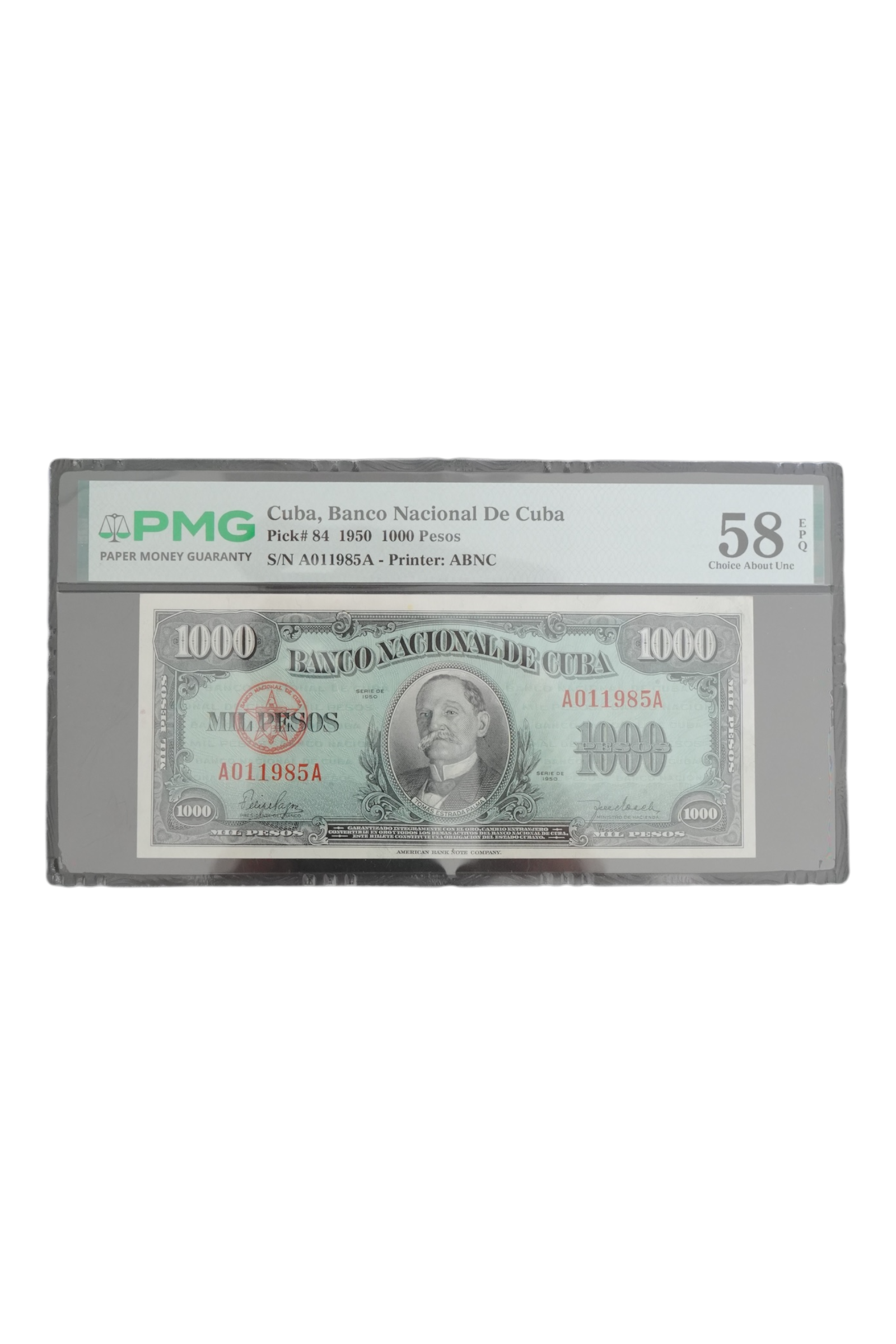 1950 Cuba Banknote 1000 Pesos PMG 58 EPQ