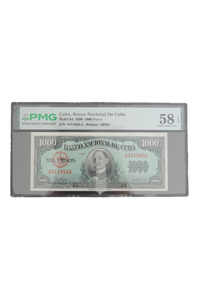 1950 Cuba Banknote 1000 Pesos PMG 58 EPQ