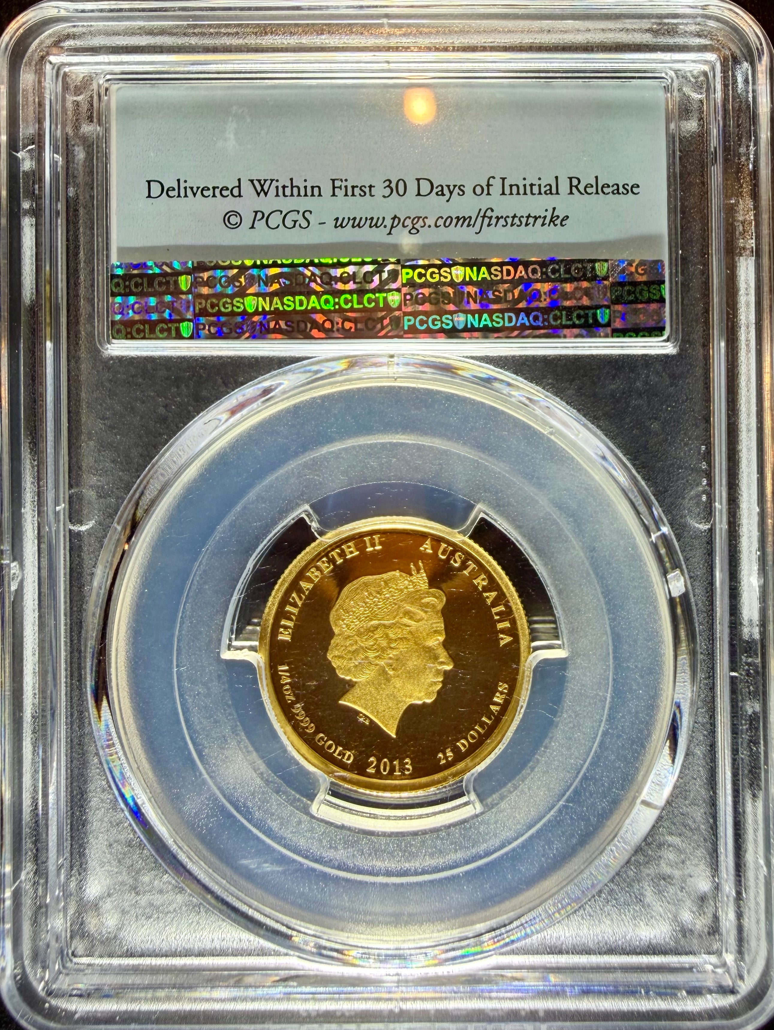 2013 1/4 oz Gold Australia Lunar Snake PCGS PR-69 DCAM