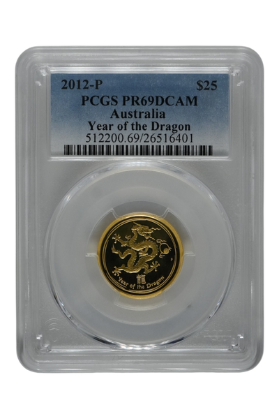 2012 1/4 oz Gold Australia Lunar Dragon PCGS PR-69 DCAM