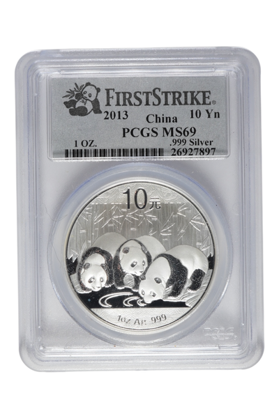 2013 0.9989 oz Chinese Silver Panda PCGS MS 69 FS