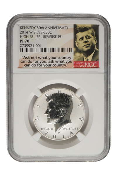 2014-W Kennedy Half Silver Rev Proof 50th Anniv NGC PF70