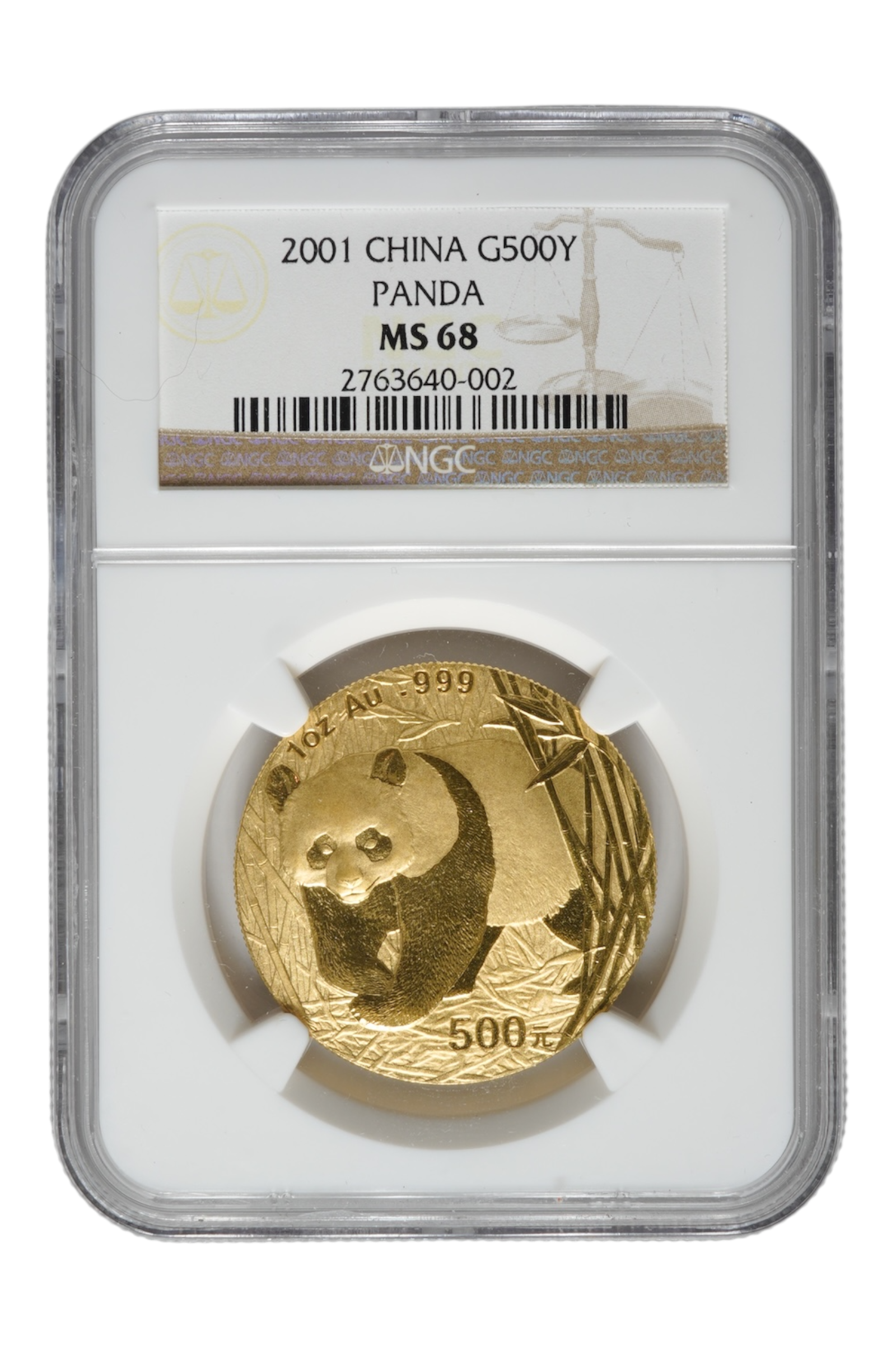 2001 0.9989 oz Chinese Gold Panda NGC MS 68