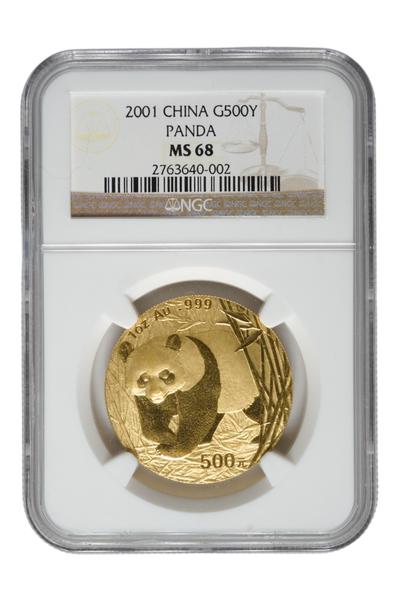 2001 0.9989 oz Chinese Gold Panda NGC MS 68