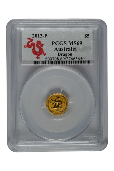 2012 1/20 oz Gold Australia Lunar Dragon PCGS MS-69