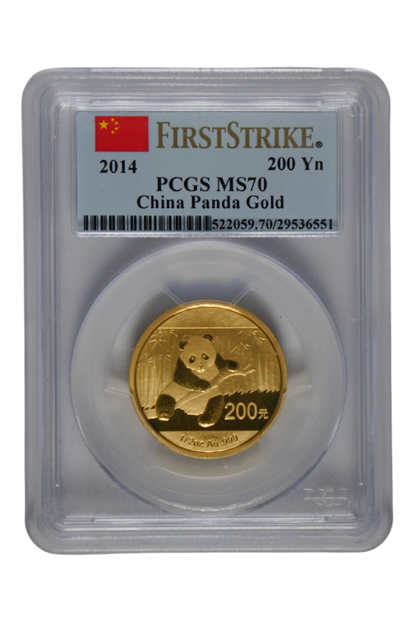 2014 1/2 oz Gold China Panda PCGS MS 70 First Strike