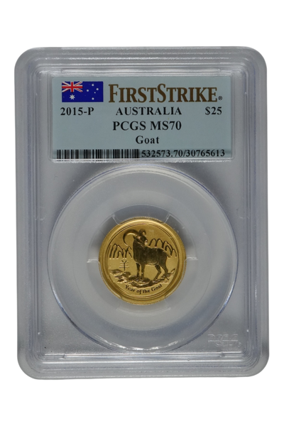 2015 1/4 oz Gold Australia Lunar Goat PCGS MS-70