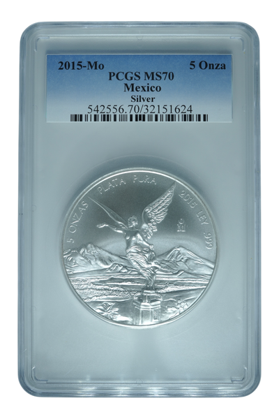 2015 5 oz Silver Mexico Libertad PCGS MS 70