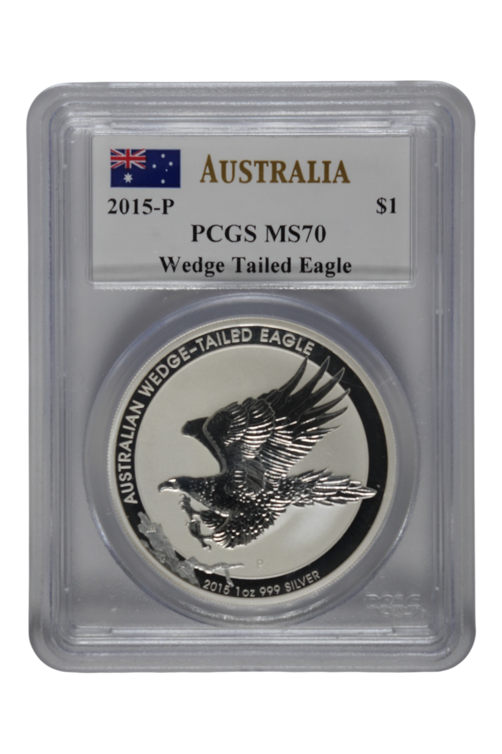 2015-P 1 oz Silver Australia Wedge-Tailed Eagle PCGS MS 70 (Mercanti Signed)