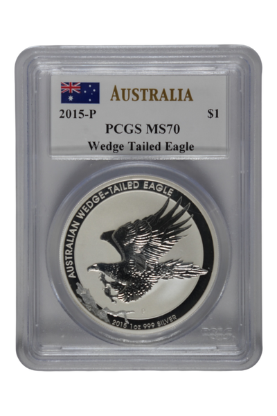 2015-P 1 oz Silver Australia Wedge-Tailed Eagle PCGS MS 70 (Mercanti Signed)