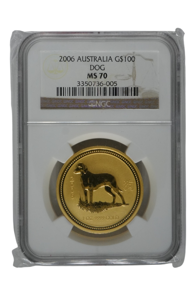2006 1 oz Gold Australia Lunar Dog NGC MS 70