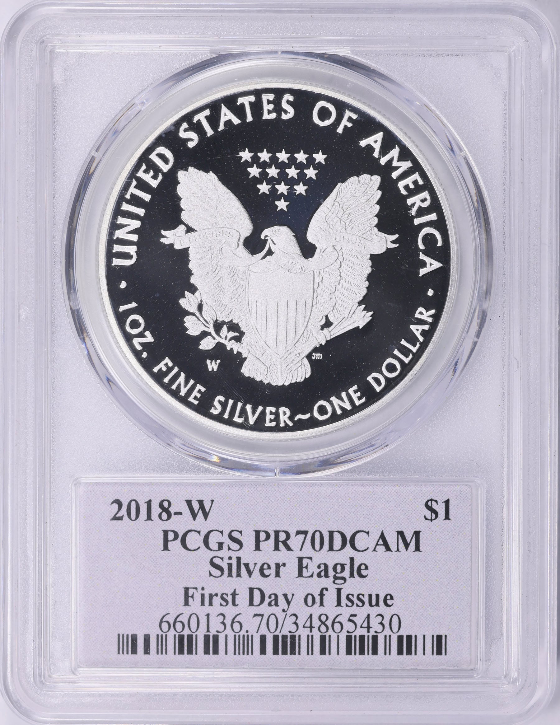 2018-W 1 oz American Silver Eagle PCGS PR-70 DCAM FDI