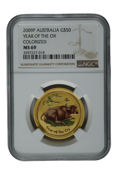 2009-P 1/2 oz Gold Australia Lunar Ox NGC MS 69 Colorized