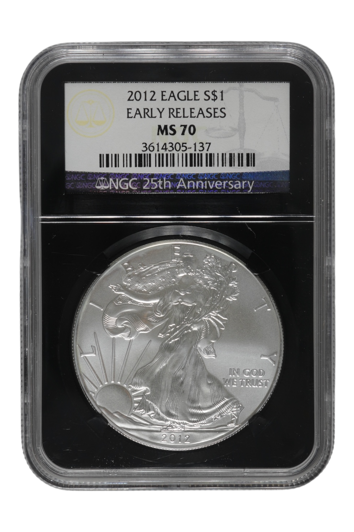 2012 1 oz American Silver Eagle NGC MS 70 ER