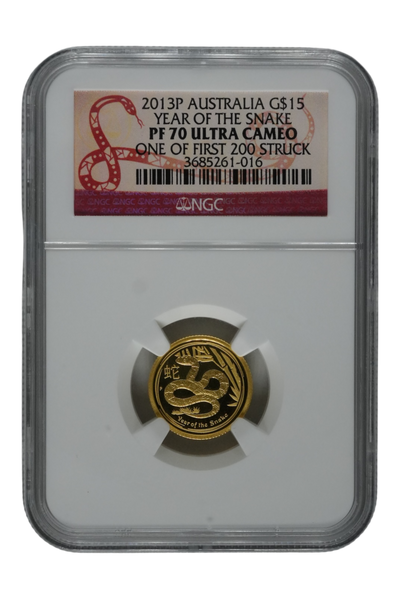 2013 1/10 oz Gold Australia Lunar Snake NGC PF 70 UCAM