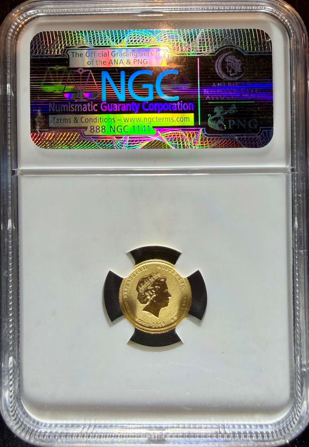 2013 1/20 oz Gold Australia Lunar Snake NGC MS 70