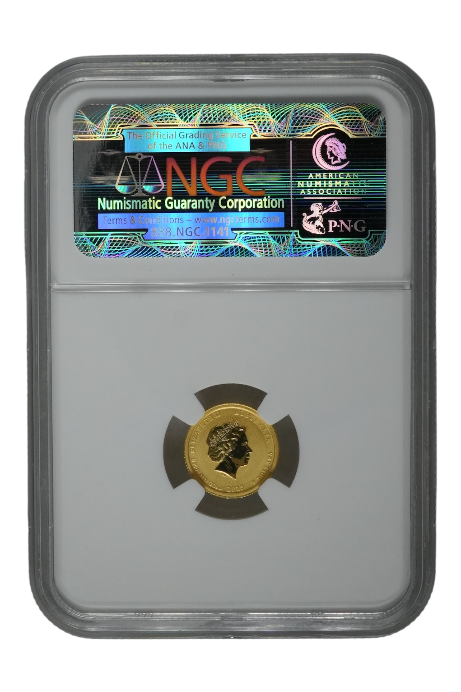 2013 1/20 oz Gold Australia Lunar Snake NGC MS 70