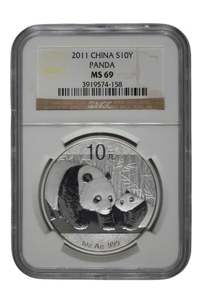 2011 1 oz Silver China Chinese Silver Panda NGC MS-69