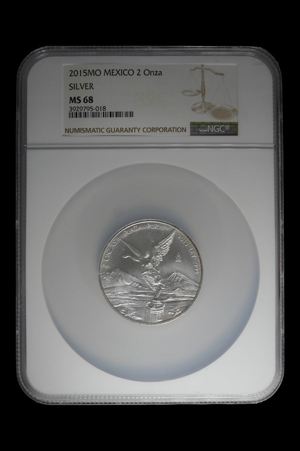 2015-Mo 2 oz Silver Mexico Libertad NGC MS 68