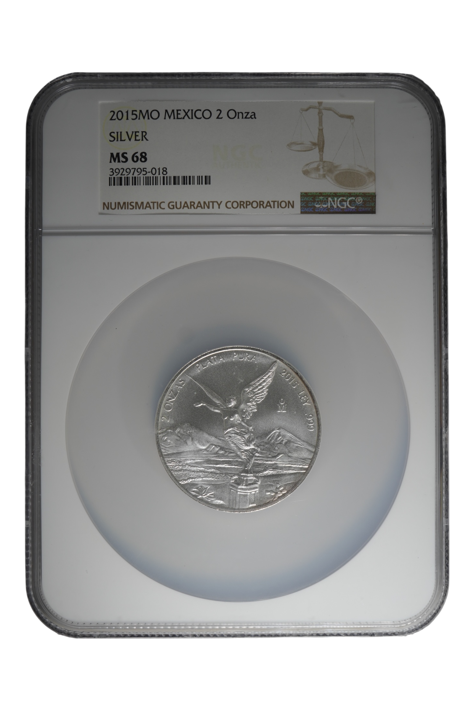 2015-Mo 2 oz Silver Mexico Libertad NGC MS 68