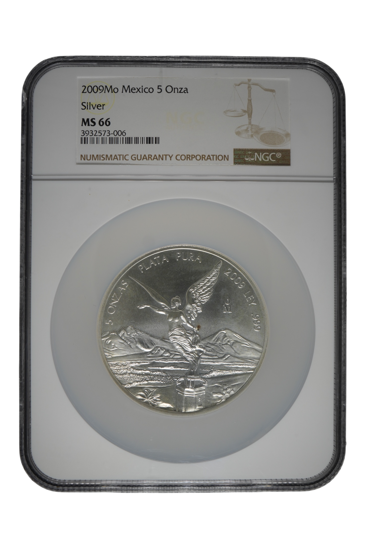 2009-Mo 5 oz Silver Mexico Libertad NGC MS 66