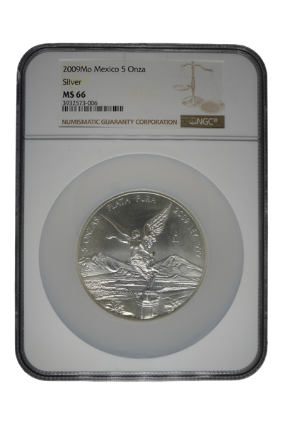 2009-Mo 5 oz Silver Mexico Libertad NGC MS 66