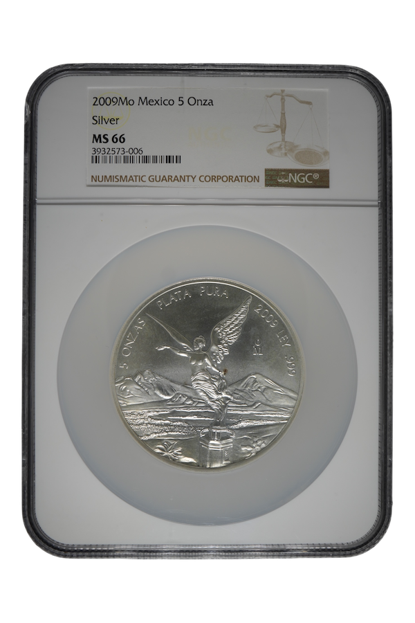 2009-Mo 5 oz Silver Mexico Libertad NGC MS 66