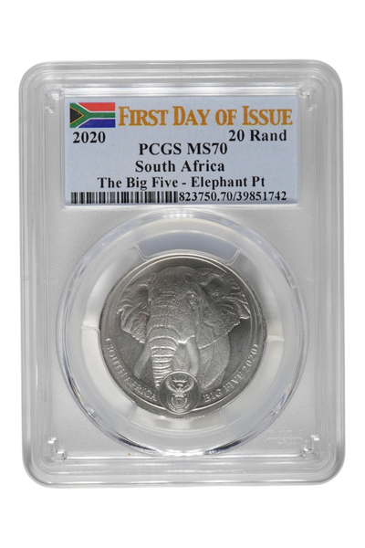 2020 1 oz Platinum South Africa Big Five Elephant PCGS MS-70 FDI