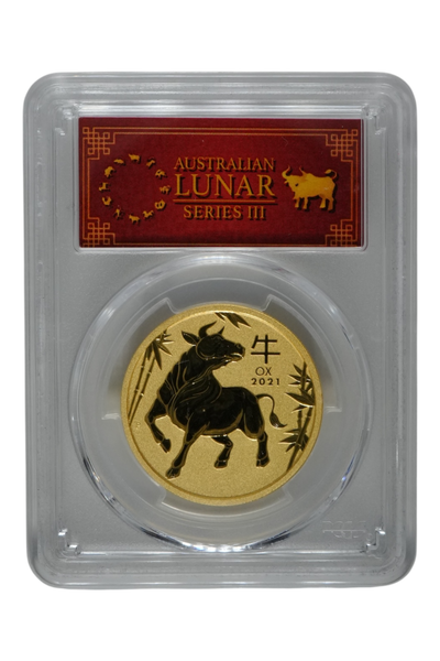 2021 1 oz Gold Australia Lunar Ox PCGS MS-70 FS