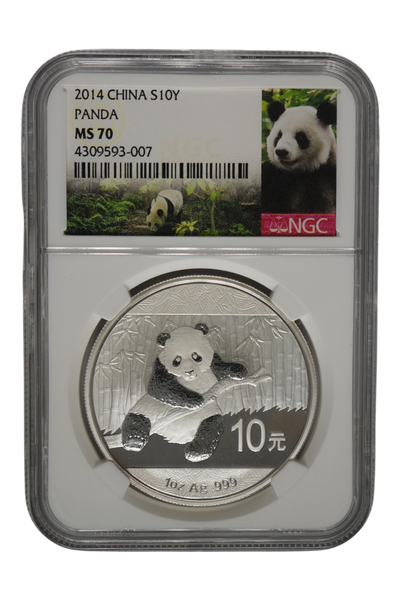 2014 0.966 oz Silver China Chinese Silver Panda NGC MS-70
