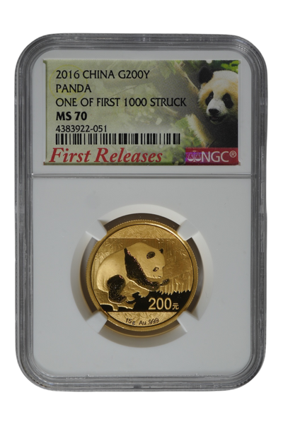 2016 0.4823 oz Gold China Chinese Gold Panda NGC MS-70 FR