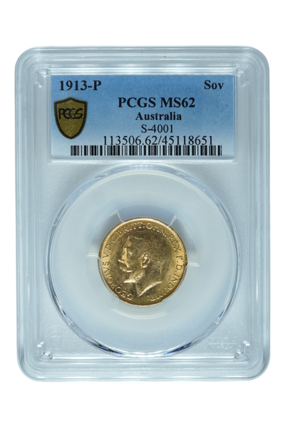 1913-P 0.2355 oz Australia Gold Sovereign PCGS MS 62