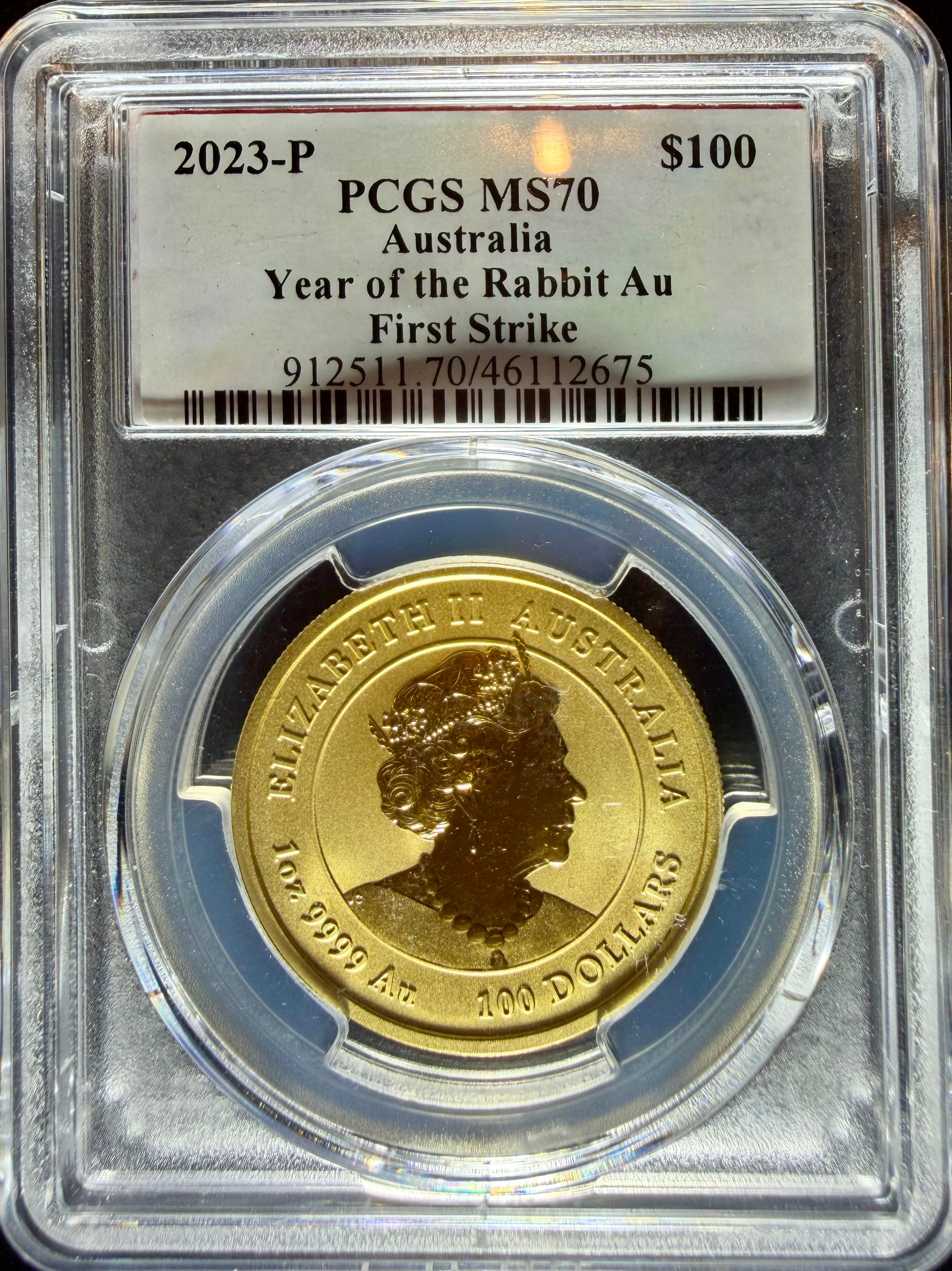 2023 1 oz Gold Australia Lunar Rabbit PCGS MS-70 FS