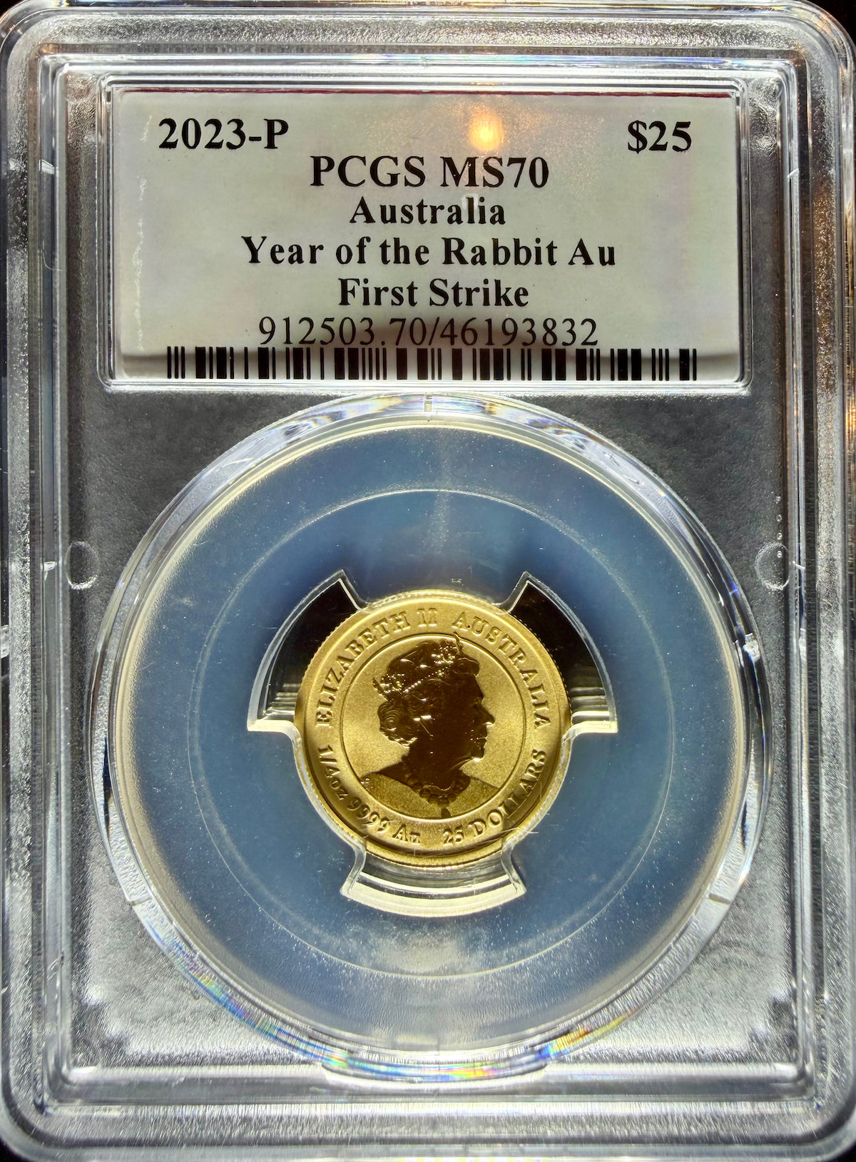 2023 1/4 oz Gold Australia Lunar Rabbit PCGS MS-70 FS