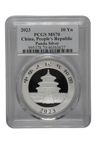 2023 30 g Silver China Panda PCGS MS 70 (Ultra Breaks)