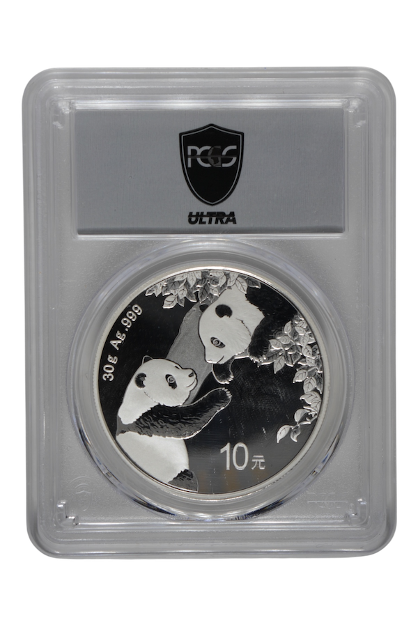 2023 30 g Silver China Panda PCGS MS 70 (Ultra Breaks)