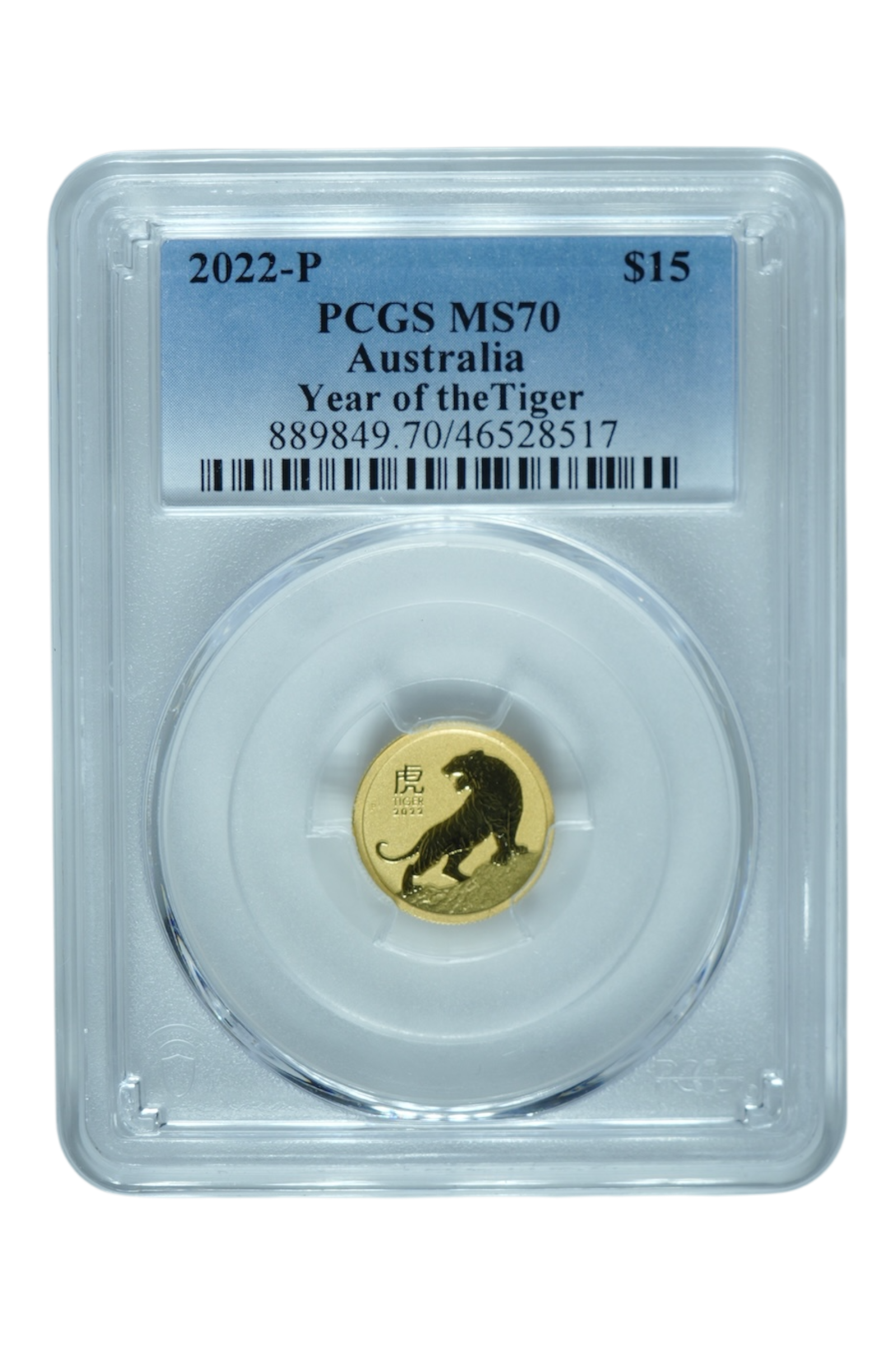 2022-P 0.1008 oz Gold Australia Lunar Tiger PCGS MS 70