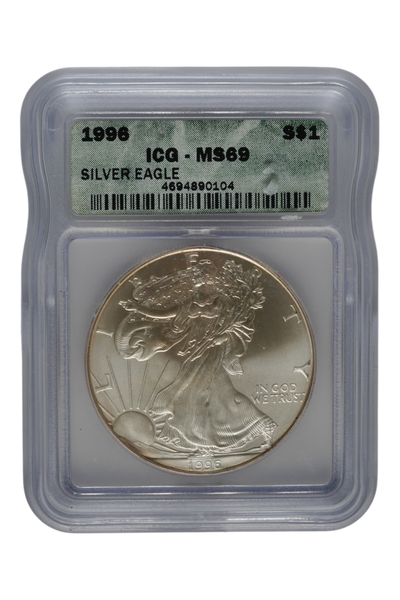 1996 1 oz American Silver Eagle ICG MS 69
