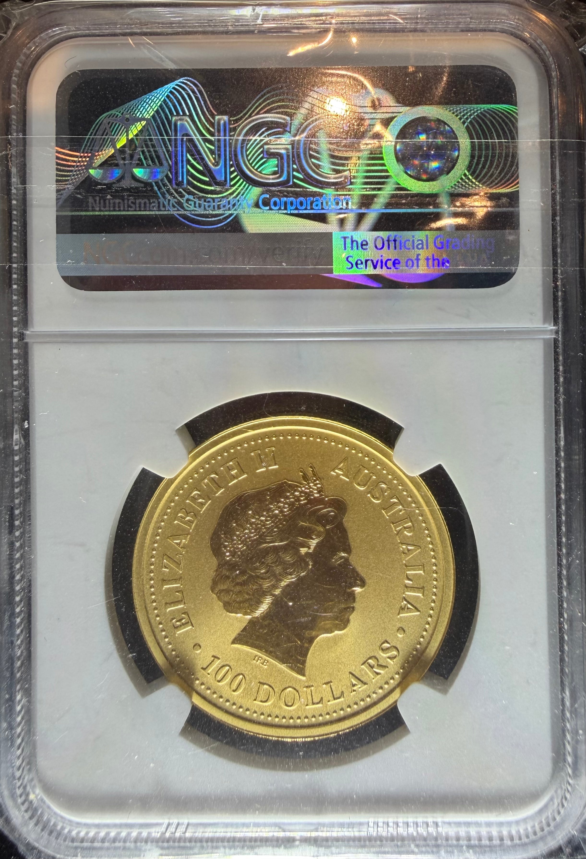 2003 1 oz Gold Australia Lunar Goat NGC MS 70